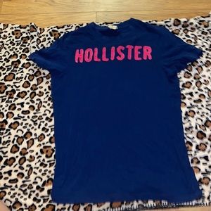 Navy blue and pink men’s Hollister shirt